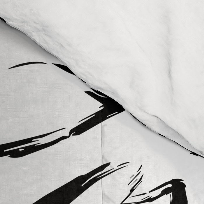 Black abstract flower art pattern Comforter Gallery Image 4