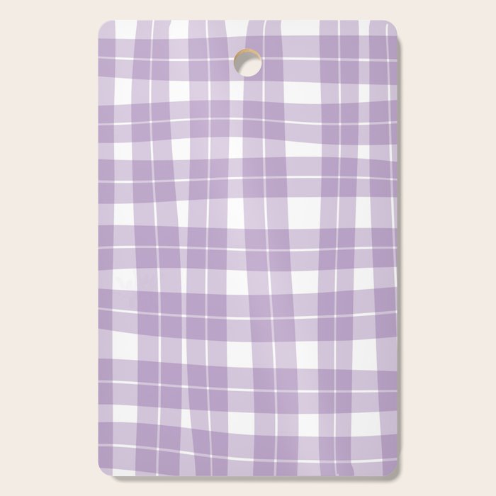 Wavy Plaid Lilac White Cutting Board Gallery Image 1