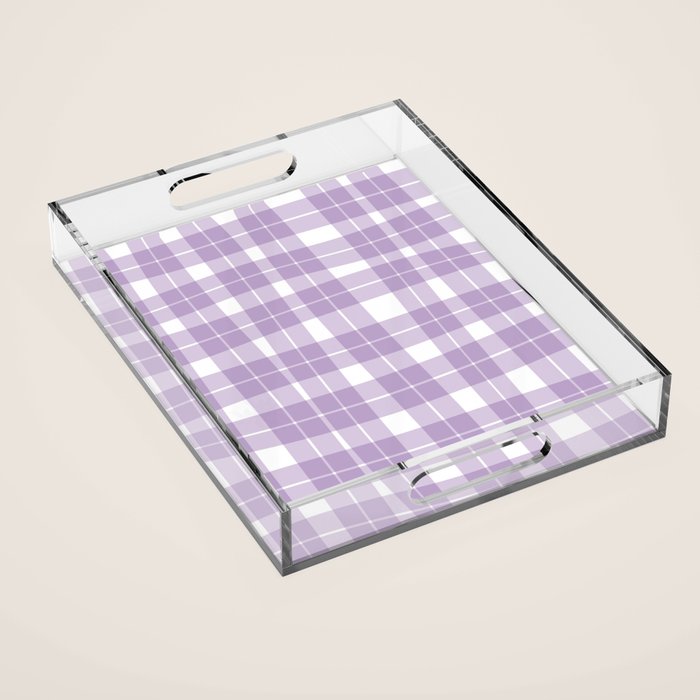Wavy Plaid Lilac White Acrylic Tray Gallery Image 1