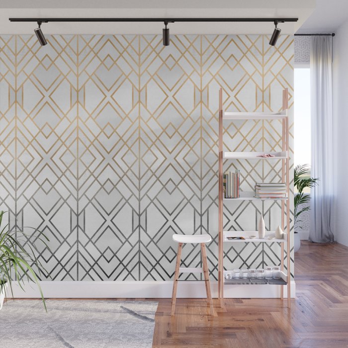 Gold And Grey Geo Wall Mural Gallery Image 1