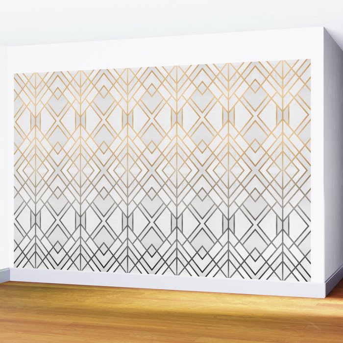 Gold And Grey Geo Wall Mural Gallery Image 2
