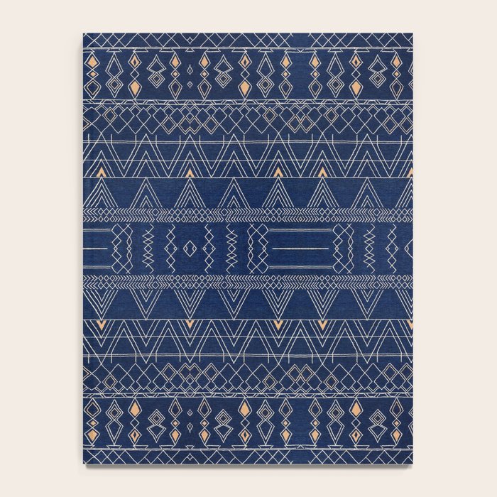 Blue Indigo Jeans Color, Bohemian Oriental Traditional Moroccan Fabric Style Notebook Gallery Image 4