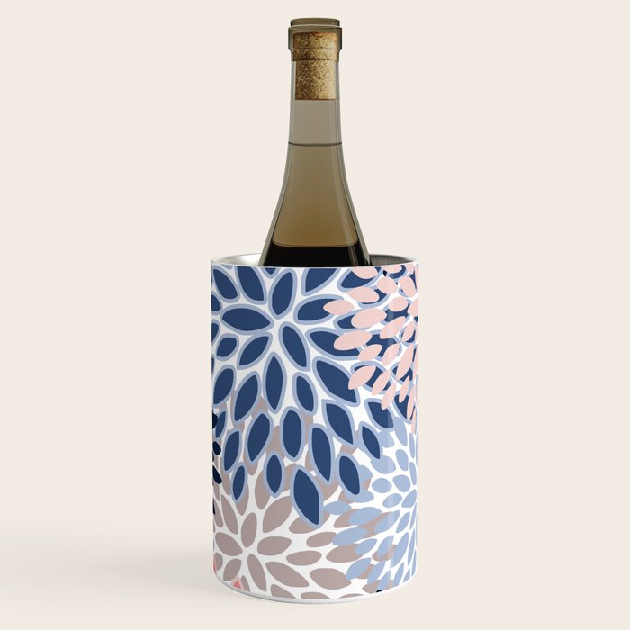 Floral Blooms, Pink, Blue, Gray Wine Chiller Gallery Image 3