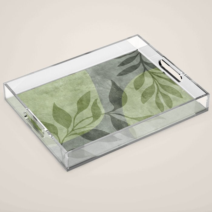 Serene Foliage Earthy Greenery Art Acrylic Tray Gallery Image 1