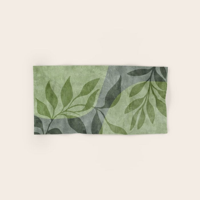 Serene Foliage Earthy Greenery Art Bath Towel Gallery Image 1