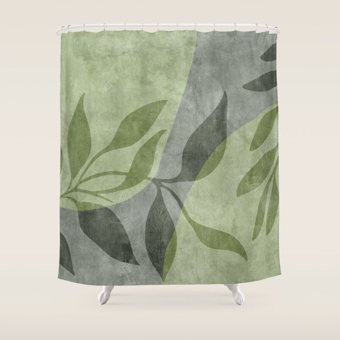 Serene Foliage Earthy Greenery Art Shower Curtain Gallery Image 1