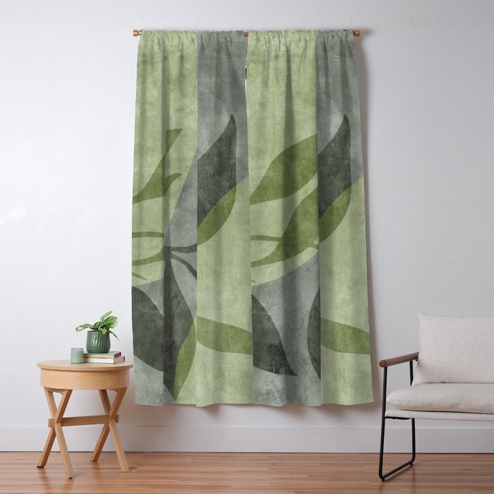 Serene Foliage Earthy Greenery Art Window Curtain Gallery Image 1