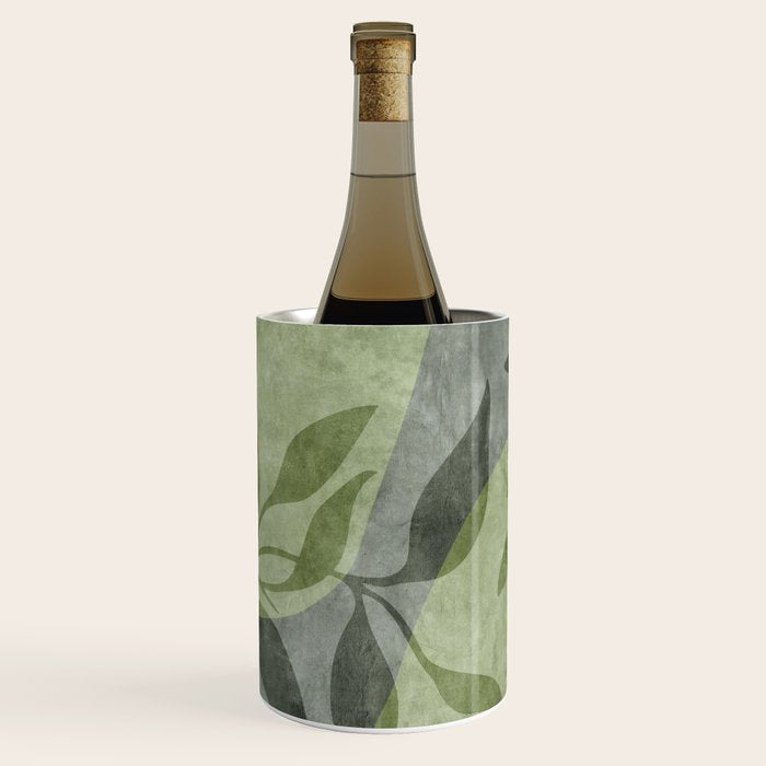 Serene Foliage Earthy Greenery Art Wine Chiller Gallery Image 1