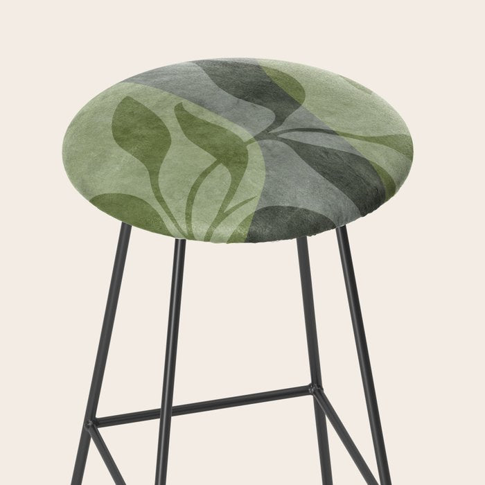 Serene Foliage Earthy Greenery Art Stool Gallery Image 2