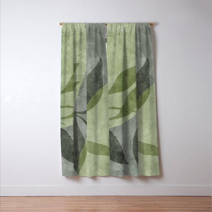 Serene Foliage Earthy Greenery Art Window Curtain Gallery Image 3