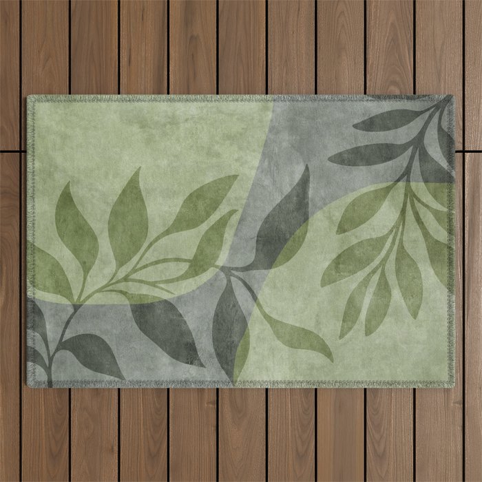 Serene Foliage Earthy Greenery Art Outdoor Rug Gallery Image 1