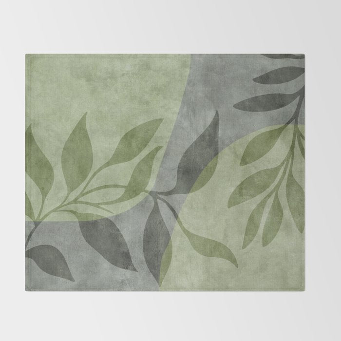 Serene Foliage Earthy Greenery Art Throw Blanket Gallery Image 2