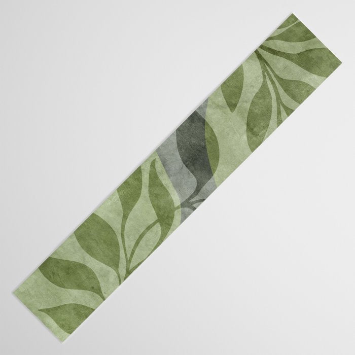 Serene Foliage Earthy Greenery Art Table Runner Gallery Image 3