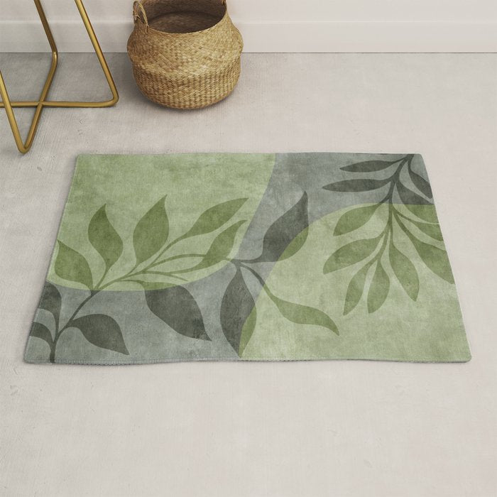 Serene Foliage Earthy Greenery Art Rug Gallery Image 1
