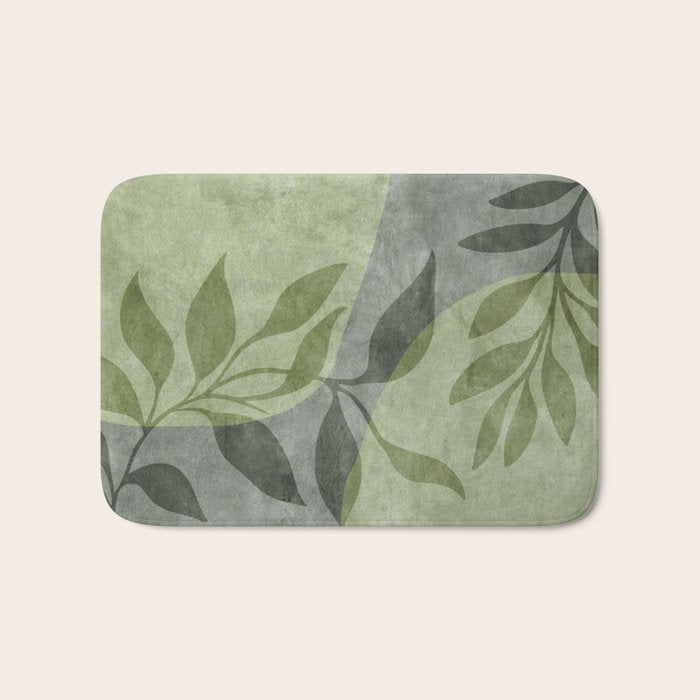 Serene Foliage Earthy Greenery Art Bath Mat Gallery Image 1