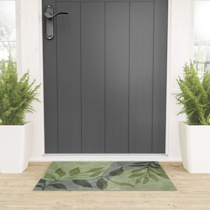 Serene Foliage Earthy Greenery Art Welcome Mat Gallery Image 3