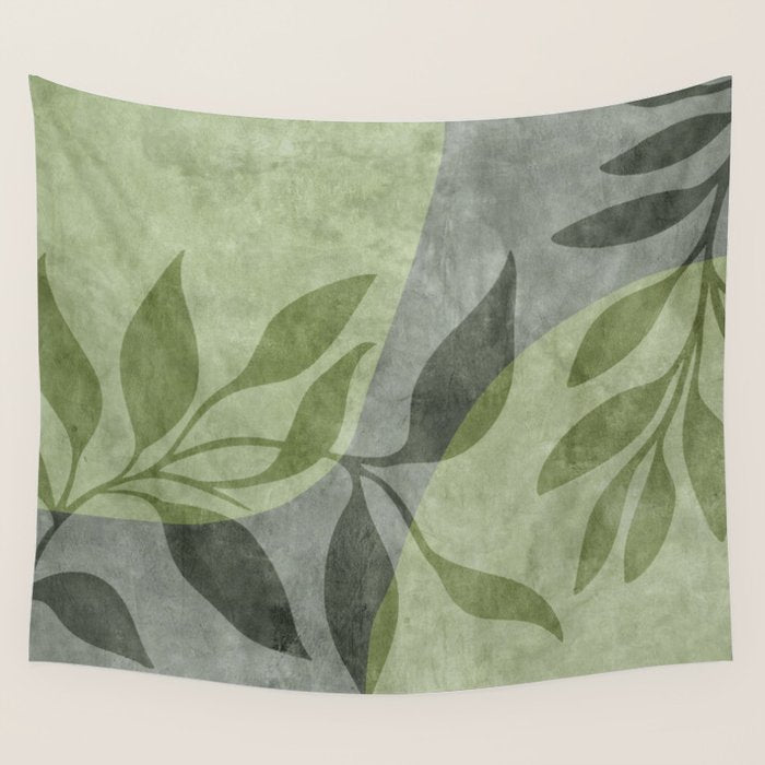 Serene Foliage Earthy Greenery Art Wall Tapestry Gallery Image 1