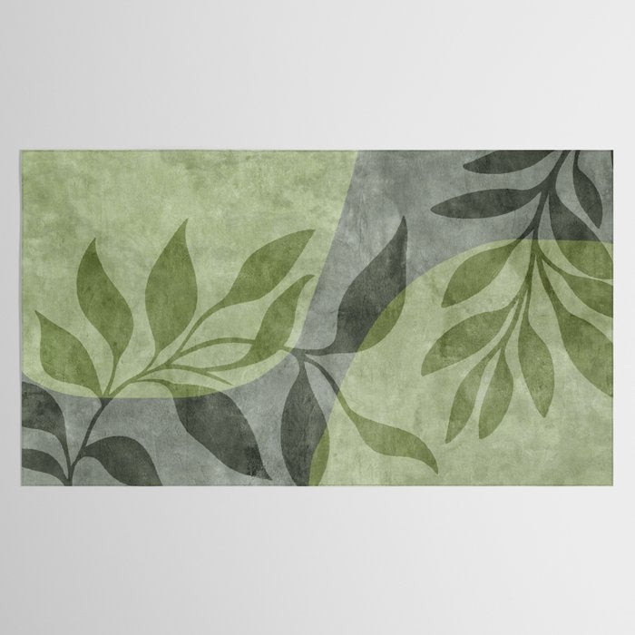 Serene Foliage Earthy Greenery Art Tablecloth Gallery Image 2