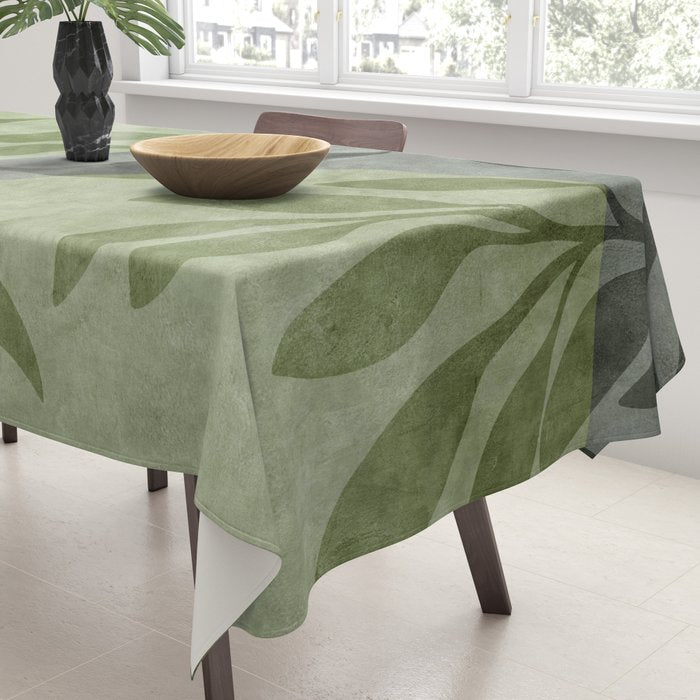 Serene Foliage Earthy Greenery Art Tablecloth Gallery Image 3