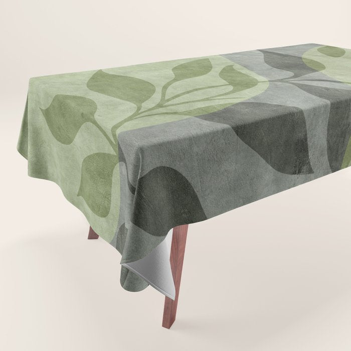 Serene Foliage Earthy Greenery Art Tablecloth Gallery Image 1