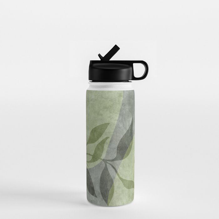 Serene Foliage Earthy Greenery Art Water Bottle Gallery Image 1