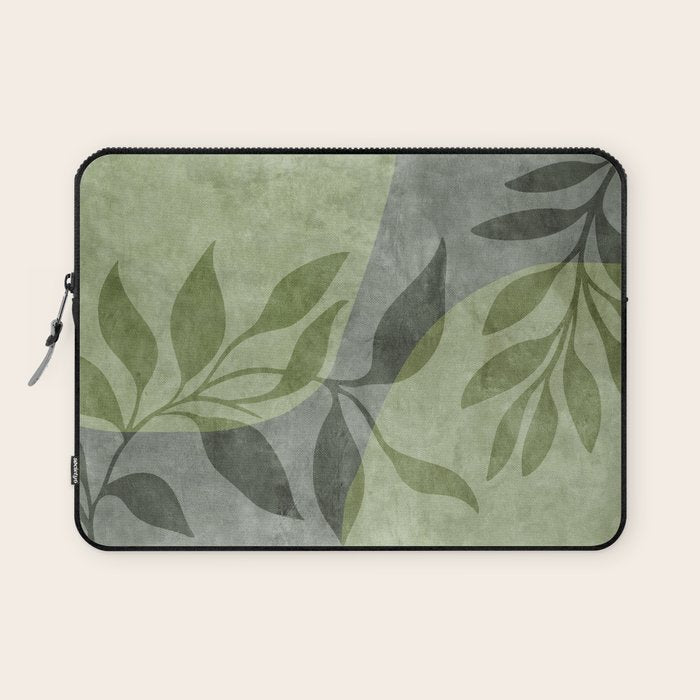 Serene Foliage Earthy Greenery Art Laptop Sleeve Gallery Image 1