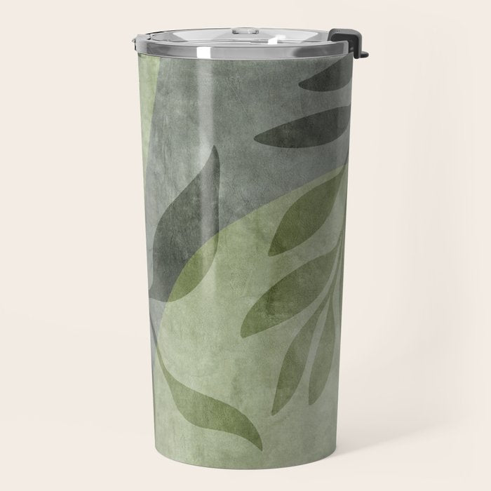 Serene Foliage Earthy Greenery Art Travel Mug Gallery Image 2