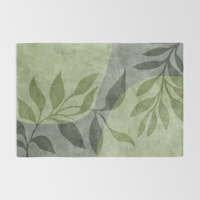 Serene Foliage Earthy Greenery Art Rug Gallery Image 2