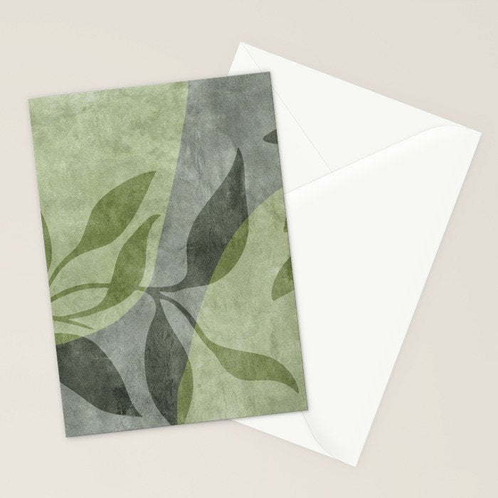 Serene Foliage Earthy Greenery Art Stationery Card Gallery Image 2