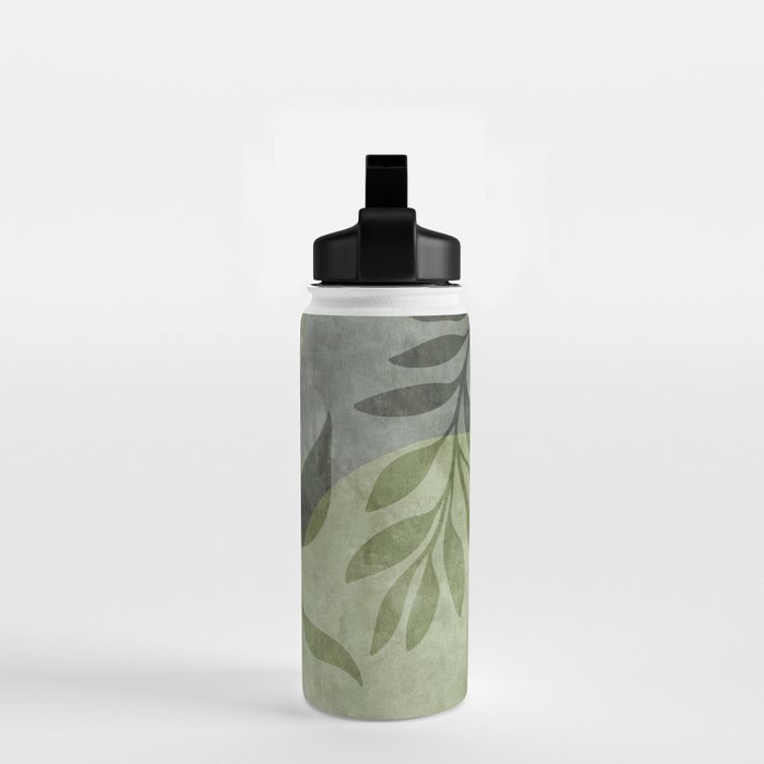 Serene Foliage Earthy Greenery Art Water Bottle Gallery Image 2