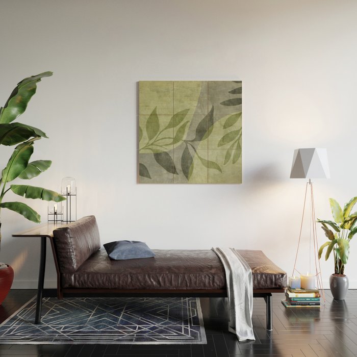 Serene Foliage Earthy Greenery Art Wood Wall Art Gallery Image 2