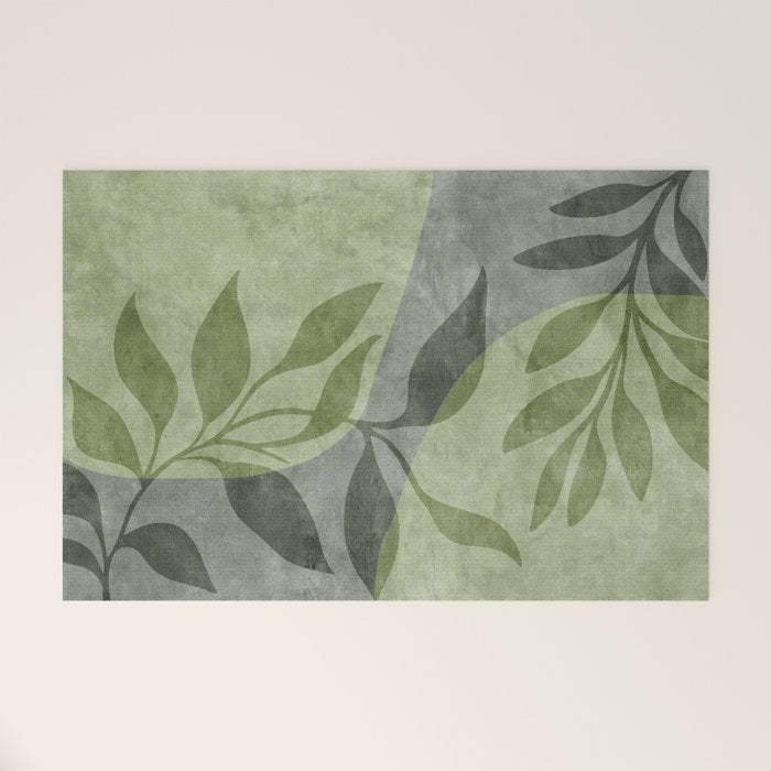 Serene Foliage Earthy Greenery Art Welcome Mat Gallery Image 1