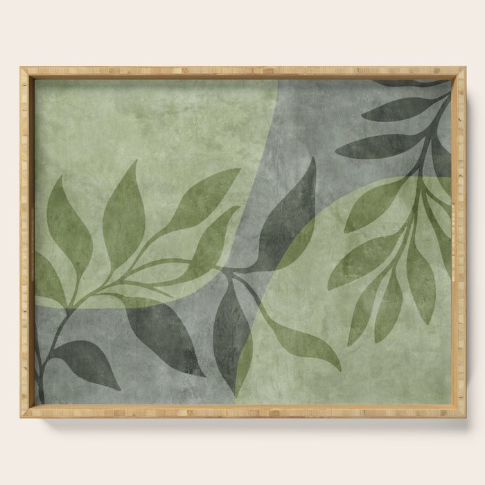 Serene Foliage Earthy Greenery Art Serving Tray Gallery Image 1