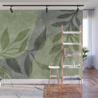 Serene Foliage Earthy Greenery Art Wall Mural Gallery Image 1