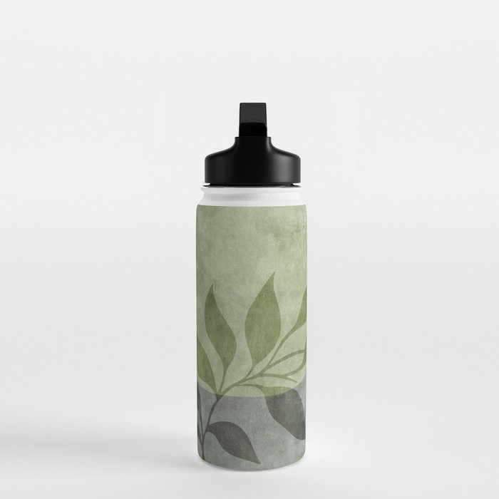 Serene Foliage Earthy Greenery Art Water Bottle Gallery Image 3