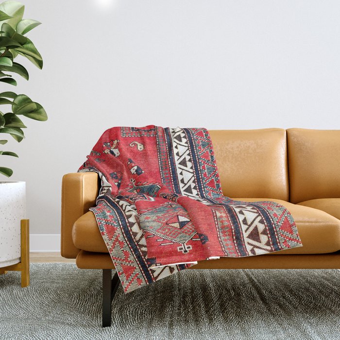 Kazak Borjalou Southwest Caucasus Niche Rug Print Throw Blanket Gallery Image 1