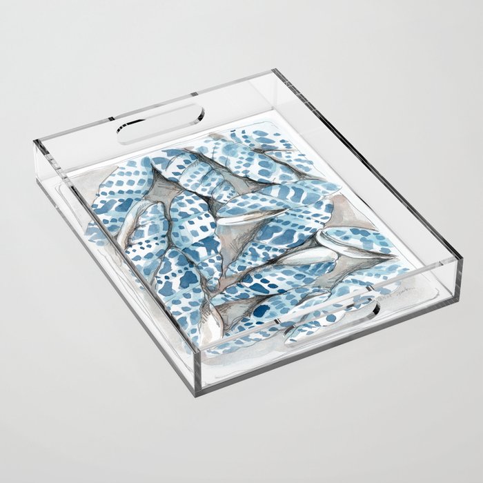 Blue Dot Shells Acrylic Tray Gallery Image 1