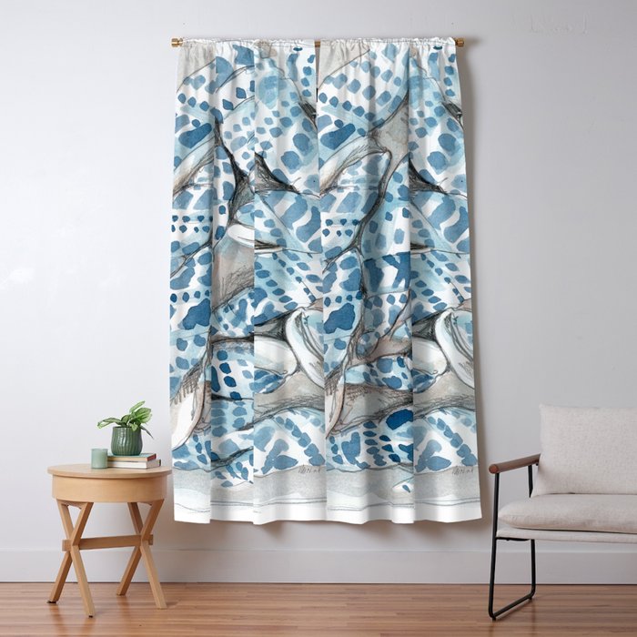 Blue Dot Shells Window Curtain Gallery Image 5
