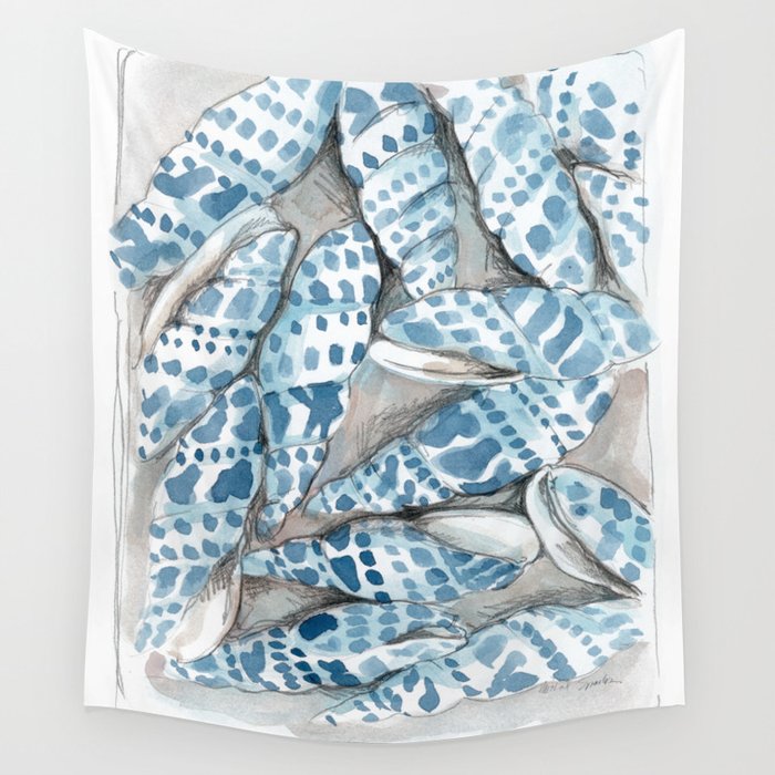 Blue Dot Shells Wall Tapestry Gallery Image 1