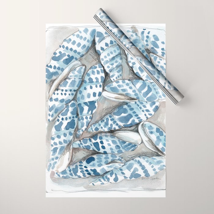 Blue Dot Shells Wrapping Paper Gallery Image 1