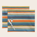 Serrate Stripes Colorful Retro Organic Contemporary Pattern Placemat Gallery Image 1
