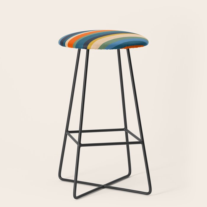 Serrate Stripes Colorful Retro Organic Contemporary Pattern Stool Gallery Image 1
