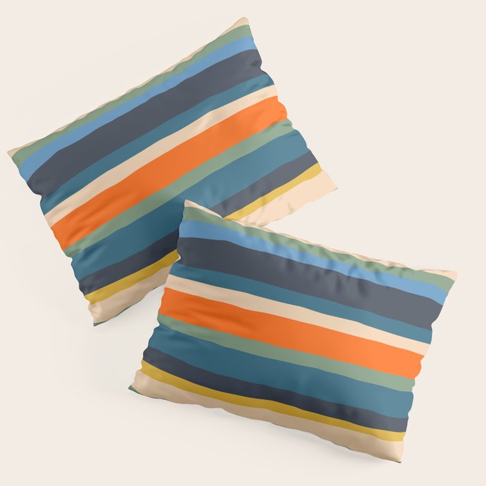 Serrate Stripes Colorful Retro Organic Contemporary Pattern Pillow Sham Gallery Image 1
