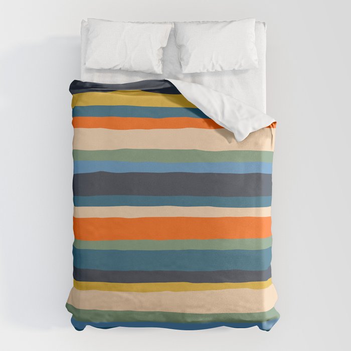 Serrate Stripes Colorful Retro Organic Contemporary Pattern Duvet Cover Gallery Image 6
