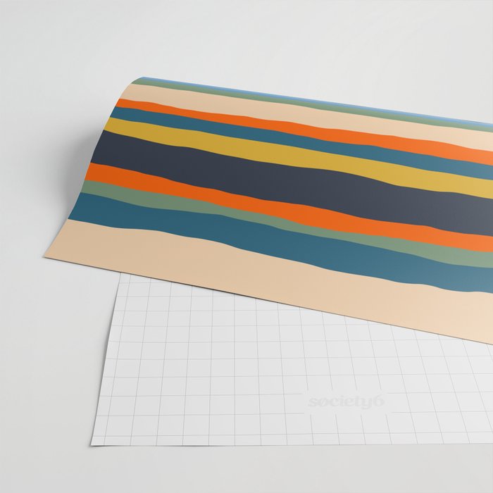 Serrate Stripes Colorful Retro Organic Contemporary Pattern Wrapping Paper Gallery Image 2