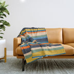 Serrate Stripes Colorful Retro Organic Contemporary Pattern Throw Blanket Gallery Image 1
