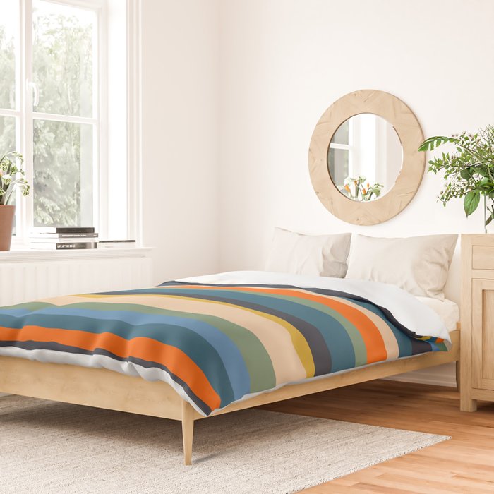 Serrate Stripes Colorful Retro Organic Contemporary Pattern Duvet Cover Gallery Image 2