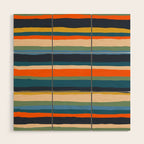 Serrate Stripes Colorful Retro Organic Contemporary Pattern Wood Wall Art Gallery Image 1