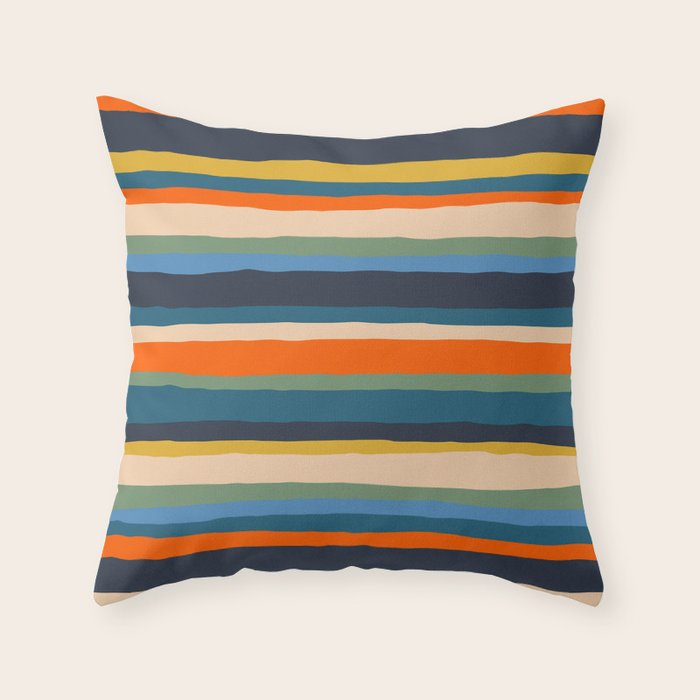 Serrate Stripes Colorful Retro Organic Contemporary Pattern Throw Pillow Gallery Image 6