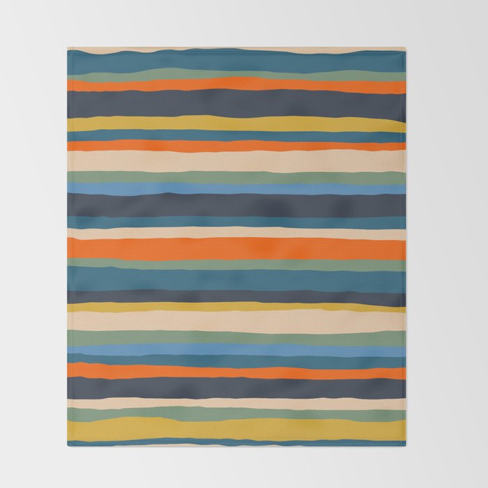 Serrate Stripes Colorful Retro Organic Contemporary Pattern Throw Blanket Gallery Image 2